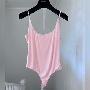 New Privacy Please Peach Bara Tank Scoop Neck Bodysuit Medium NWOT